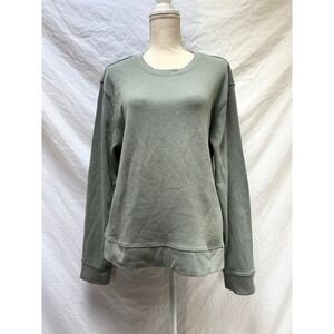 Onia Womens XL Waffle Knit Long Sleeve Pullover Top Sage Green Casual